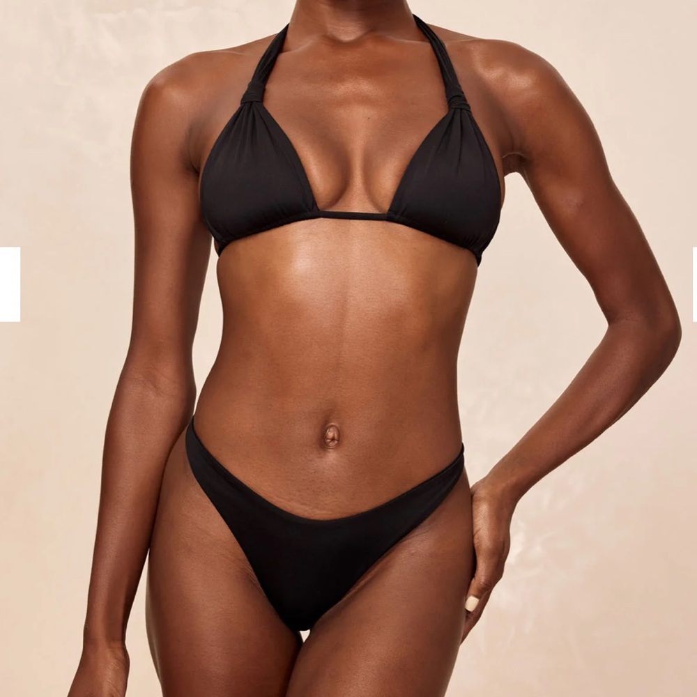 NWT Monday Swimwear Black Tie Triangle Bikini
